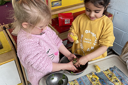 Squeezing lemons in the role play area